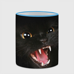 Кружка 3D Черный кот, цвет: 3D-небесно-голубой кант — фото 2