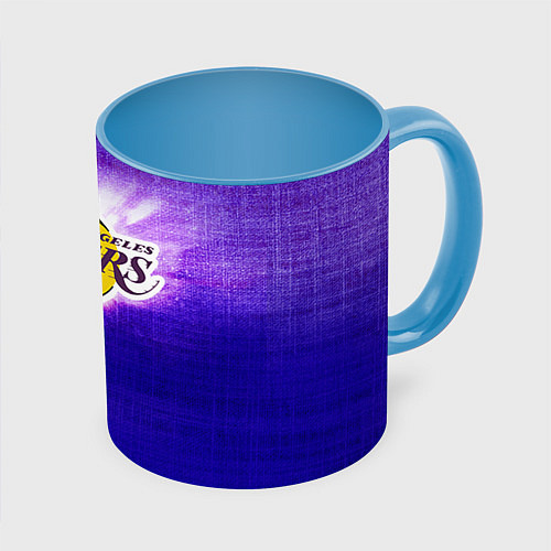 Кружка цветная Los Angeles Lakers / 3D-Белый + небесно-голубой – фото 1