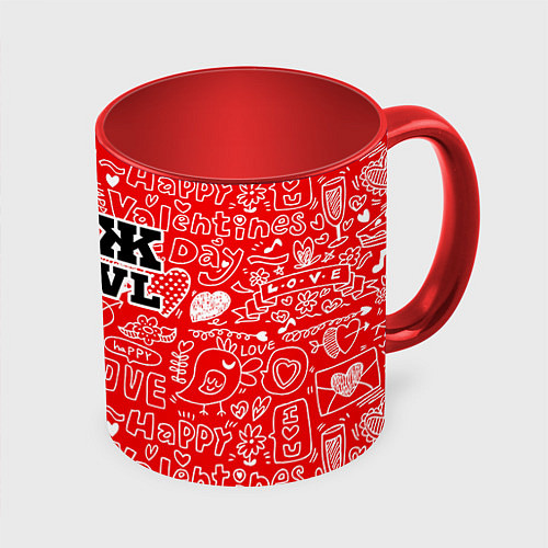 Кружка цветная Муж 80 LVL / 3D-Белый + красный – фото 1