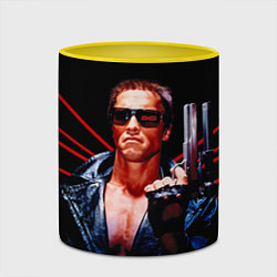 Кружка 3D Терминатор с пистолетом, цвет: 3D-белый + желтый — фото 2