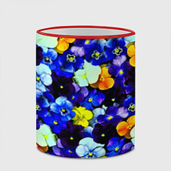 Кружка 3D Синие цветы, цвет: 3D-красный кант — фото 2