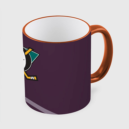 Кружка цветная Anaheim Ducks Selanne / 3D-Оранжевый кант – фото 1