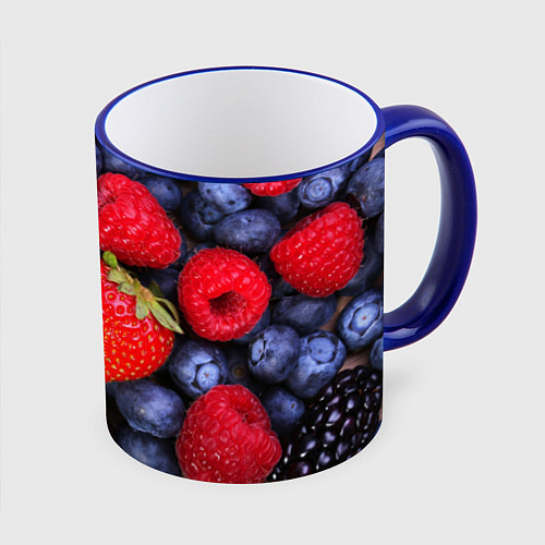 Кружка цветная Berries / 3D-Синий кант – фото 1