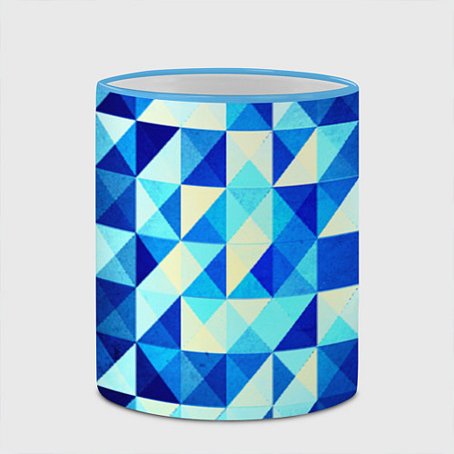 Кружка цветная Синяя геометрия / 3D-Небесно-голубой кант – фото 2