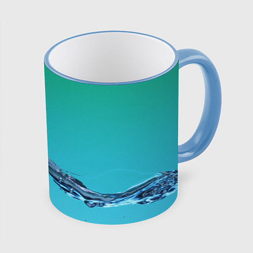 Кружка цветная Зеленая вода / 3D-Небесно-голубой кант – фото 1