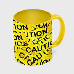 Кружка 3D Caution, цвет: 3D-белый + желтый