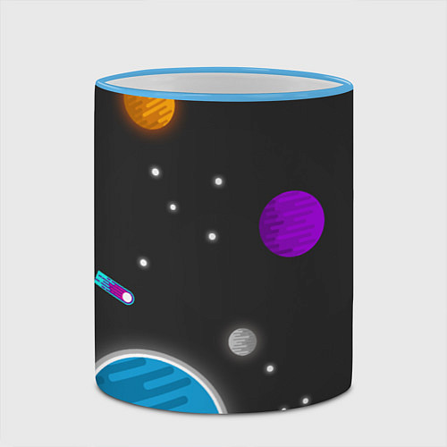 Кружка цветная Космос / 3D-Небесно-голубой кант – фото 2