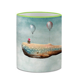 Кружка 3D Летящий кит, цвет: 3D-светло-зеленый кант — фото 2