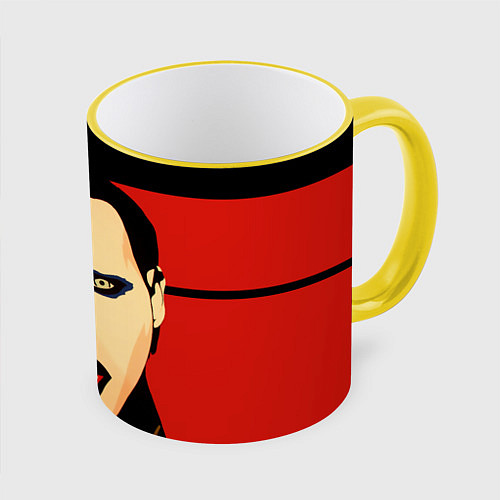 Кружка цветная Mаrilyn Manson / 3D-Желтый кант – фото 1