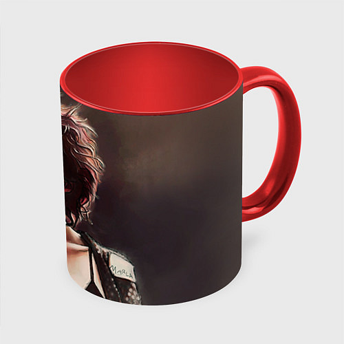 Кружка цветная Марла с сигаретой / 3D-Белый + красный – фото 1