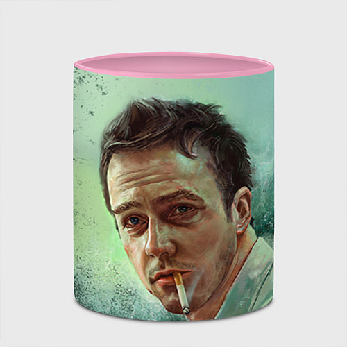 Кружка цветная Нортон с сигаретой / 3D-Белый + розовый – фото 2