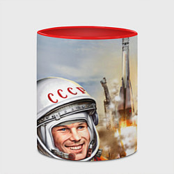 Кружка 3D Гагарин взлетает, цвет: 3D-белый + красный — фото 2