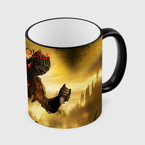 Кружка цветная Dark Souls: Braveheart / 3D-Черный кант – фото 1