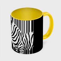 Кружка 3D Жидкая зебра, цвет: 3D-белый + желтый