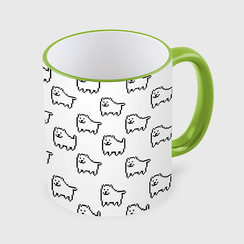 Кружка цветная Undertale Annoying dog white / 3D-Светло-зеленый кант – фото 1