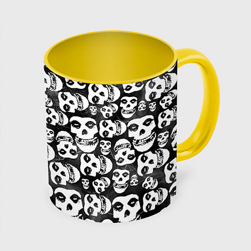 Кружка цветная Misfits Pattern / 3D-Белый + желтый – фото 1