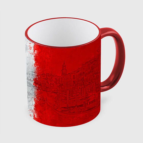 Кружка цветная Italian / 3D-Красный кант – фото 1