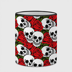 Кружка 3D Черепа в розах, цвет: 3D-черный кант — фото 2