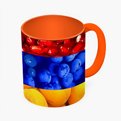 Кружка 3D Флаг Армении, цвет: 3D-белый + оранжевый