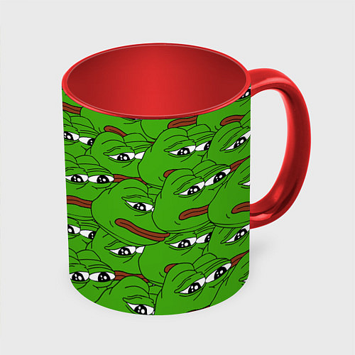 Кружка цветная Sad frogs / 3D-Белый + красный – фото 1