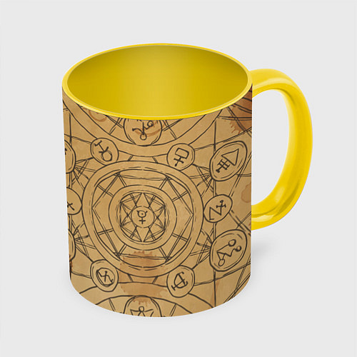 Кружка цветная Дневник алхимика / 3D-Белый + желтый – фото 1