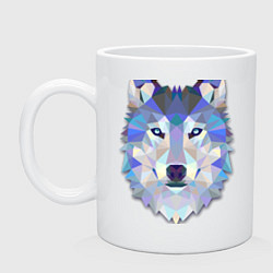 Кружка керамическая Полигональный волк, цвет: белый