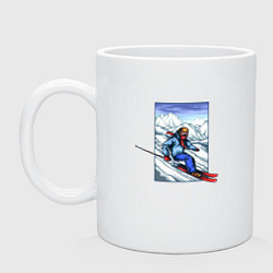 Кружка керамическая Лыжный Спорт, цвет: белый