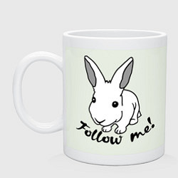 Кружка керамическая Rabbit: follow me цвета фосфор — фото 1