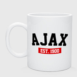 Кружка керамическая FC Ajax Est. 1900, цвет: белый