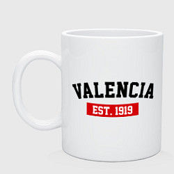 Кружка керамическая FC Valencia Est. 1919, цвет: белый