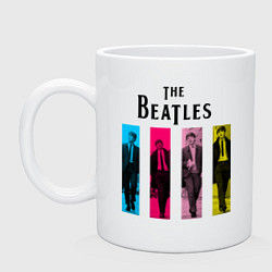 Кружка керамическая Walking Beatles, цвет: белый