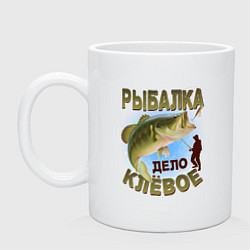 Кружка керамическая Футболка Рыбалка, цвет: белый