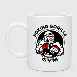 Кружка керамическая Boxing gorilla gym, цвет: белый