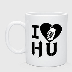 Кружка керамическая I love HU, цвет: белый