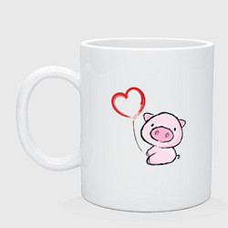 Кружка керамическая Pig Love, цвет: белый
