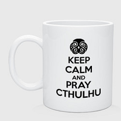 Кружка керамическая Keep Calm & Pray Cthulhu, цвет: белый