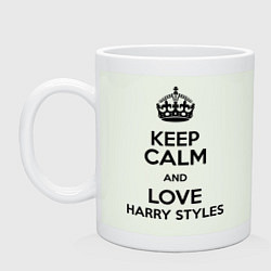 Кружка керамическая Keep Calm & Love Harry Styles, цвет: фосфор