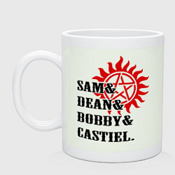 Кружка керамическая Sam Dean Bobby Castiel, цвет: фосфор