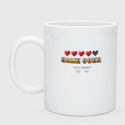 Кружка керамическая Game over pixels, цвет: белый