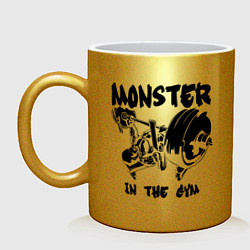 Кружка керамическая Monster in the gym цвета золотой — фото 1