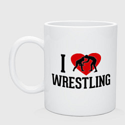 Кружка керамическая I love wrestling, цвет: белый