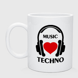 Кружка керамическая Techno Music is Love, цвет: белый