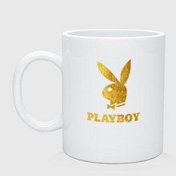 Кружка керамическая PLAYBOY GOLD, цвет: белый