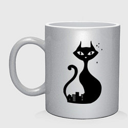 Кружка керамическая Влюбленные коты (Кошка), цвет: серебряный
