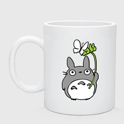 Кружка керамическая Totoro и бабочка, цвет: белый