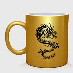 Кружка керамическая Дракон орнамент цвета золотой — фото 1