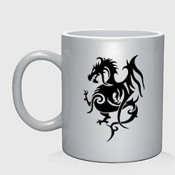 Кружка керамическая Геральдический дракон, цвет: серебряный