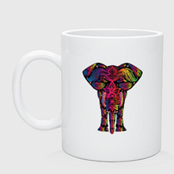 Кружка керамическая  Слон с орнаментом, цвет: белый