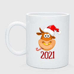 Кружка керамическая Веселый бык 2021, цвет: белый