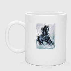 Кружка керамическая Лошадь арт, цвет: белый
